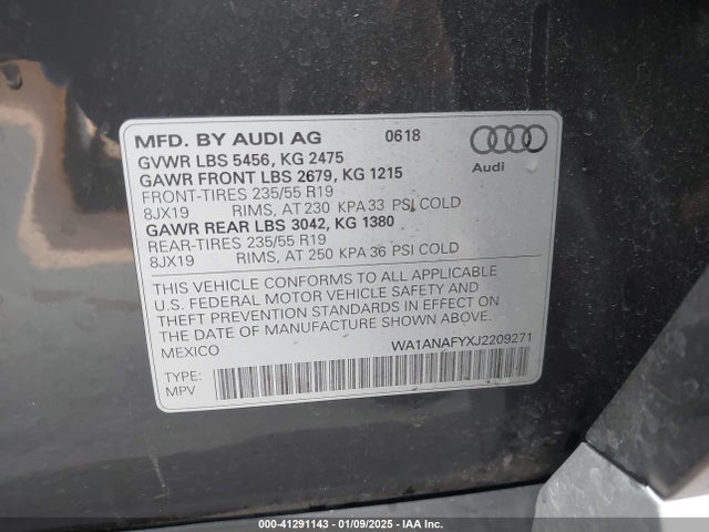 WA1ANAFYXJ2209271 Audi Q5 2.0t Premium/2.0t Tech Premium