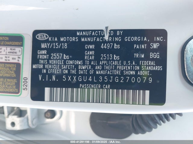 KIA OPTIMA EX 2018 5XXGU4L35JG270079 Image 9