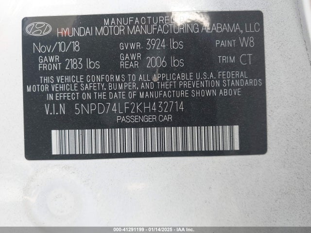 5NPD74LF2KH432714 Hyundai Elantra