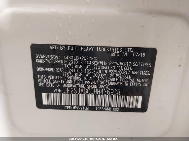 JF2SJAGC0HH436938 Subaru Forester 2.5i Premium