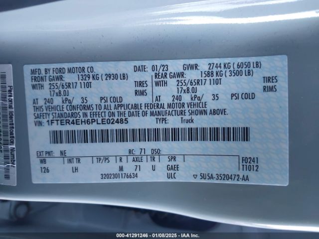 1FTER4EH6PLE02485 Ford Ranger Xlt
