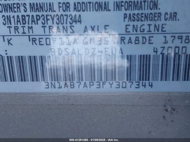 3N1AB7AP3FY307344 Nissan Sentra Fe+ S/s/sl/sr/sv