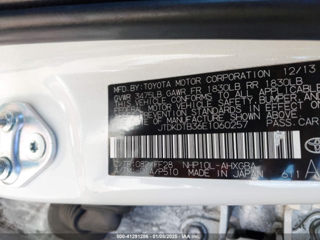 JTDKDTB36E1060257 Toyota Prius C Three