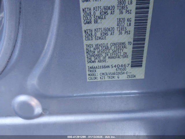 1N6AA1E66HN540467 Nissan Titan Sl
