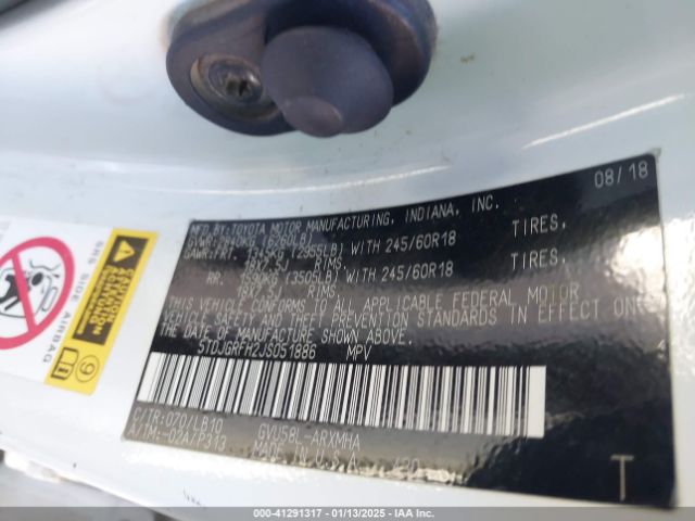 5TDJGRFH2JS051886 Toyota Highlander Hybrid Xle