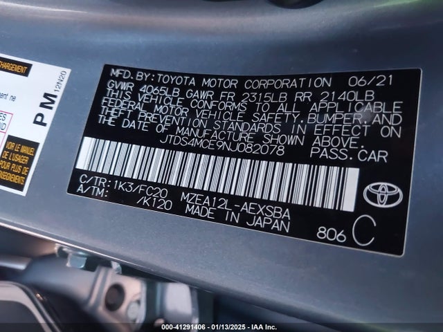 JTDS4MCE9NJ082078 Toyota COROLLA SE