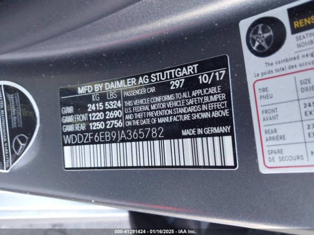 WDDZF6EB9JA365782 Mercedes-Benz Amg E 43 4matic