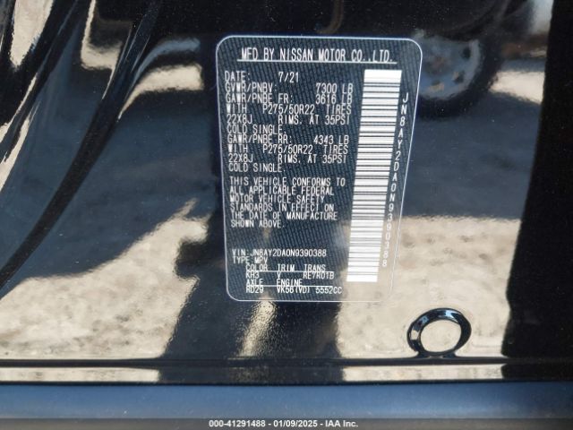JN8AY2DA0N9390388 Nissan Armada Platinum 2wd