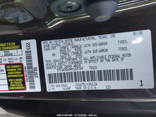 5TFWA5DA9RX165749 Toyota Tundra Limited