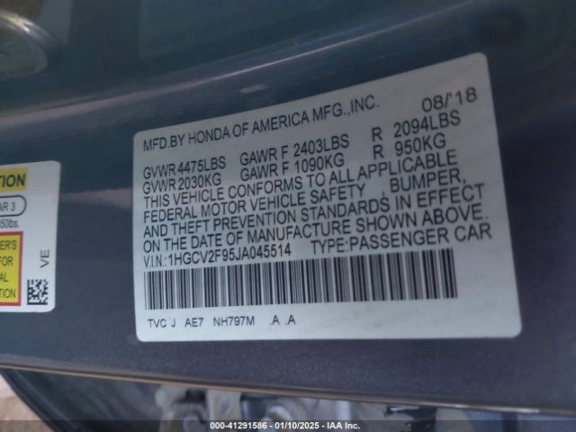 1HGCV2F95JA045514 Honda Accord Touring 2.0t