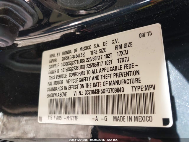 3CZRM3H5XFG709840 Honda CR-V EX