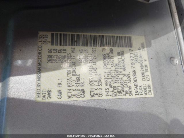 1N6AD0EV8GN793717 Nissan Frontier Pro-4x/s/sl/sv
