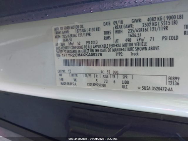1FTYR2CM4KKA09276 Ford Transit-250