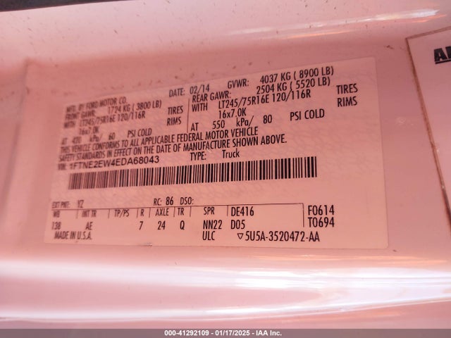 Ford E-250 Commercial 2014 1FTNE2EW4EDA68043 Image 9