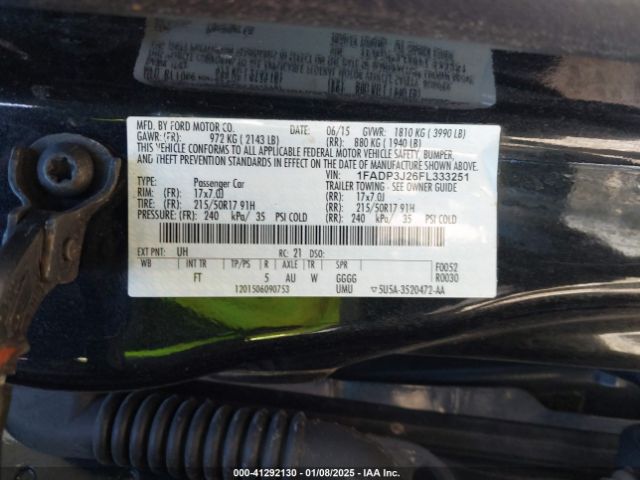 1FADP3J26FL333251 Ford Focus Titanium
