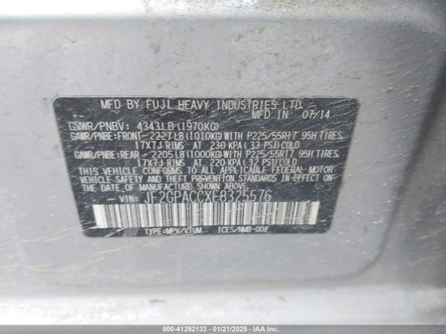 JF2GPACCXE8325576 Subaru Xv Crosstrek 2.0i Premium