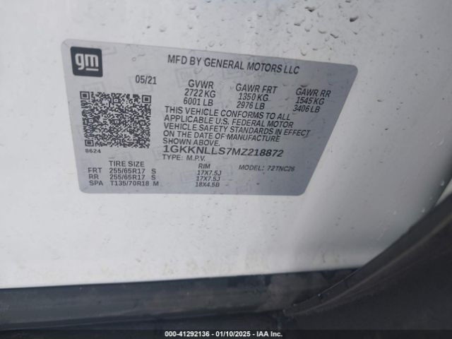 1GKKNLLS7MZ218872 GMC Acadia Awd At4