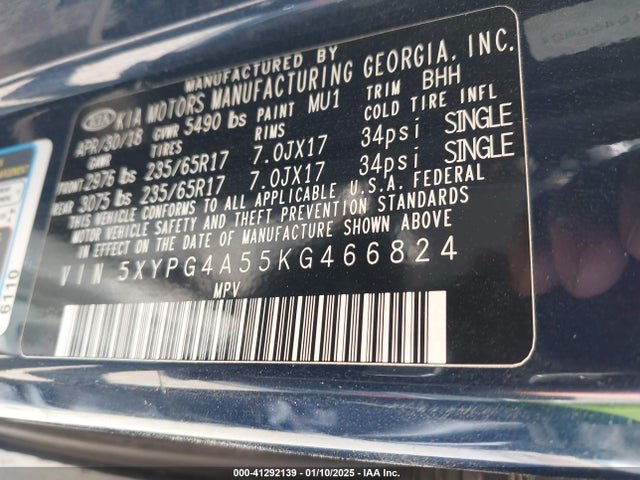 KIA Sorento 3.3l Lx 2019 5XYPG4A55KG466824 Image 9