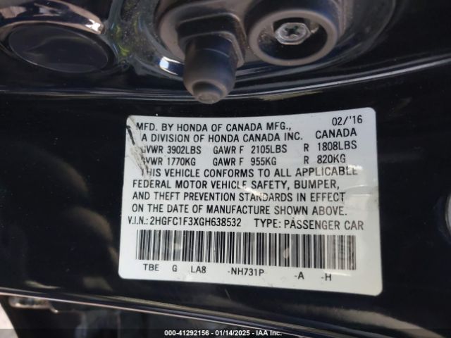 2HGFC1F3XGH638532 Honda Civic Ex-t