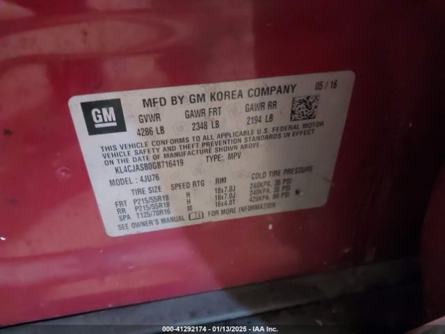 KL4CJASB0GB716419 Buick Encore
