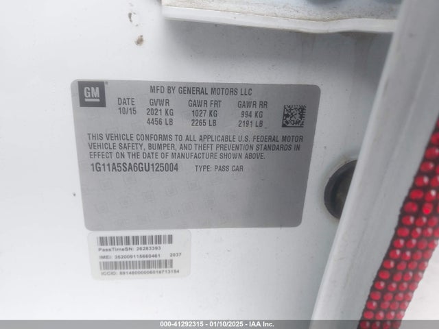 1G11A5SA6GU125004 Chevrolet Malibu Limited 1fl