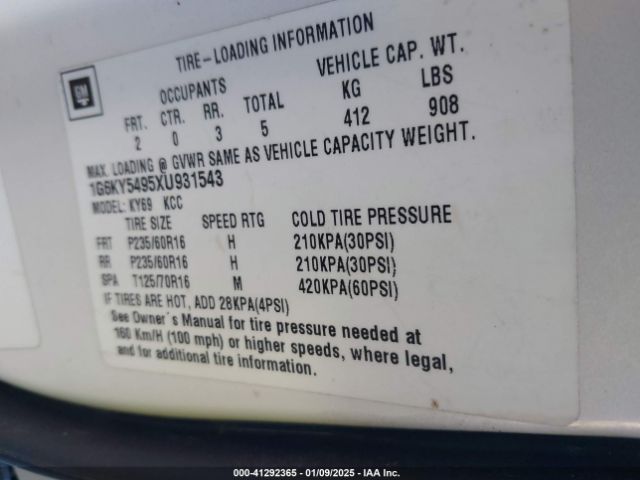 1999 CADILLAC SEVILLE 1G6KY5495XU931543 Photo 8