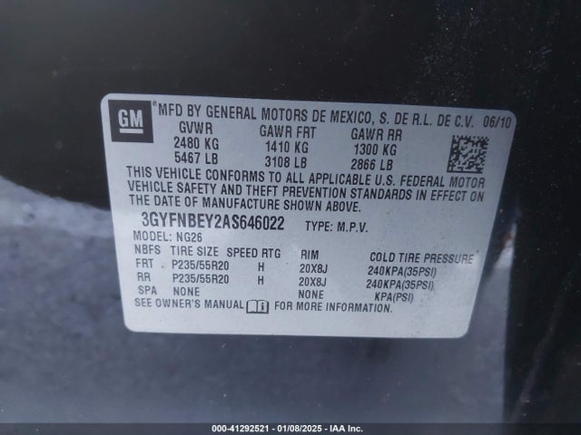 2010 CADILLAC SRX 3GYFNBEY2AS646022 Photo 8