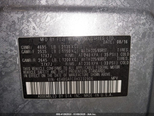 4S4BSAFC0H3232906 Subaru Outback 2.5i Premium