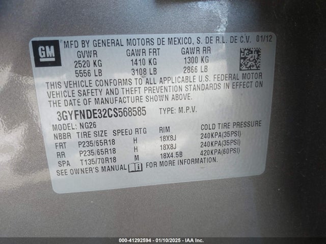 2012 CADILLAC SRX 3GYFNDE32CS568585 Photo 8