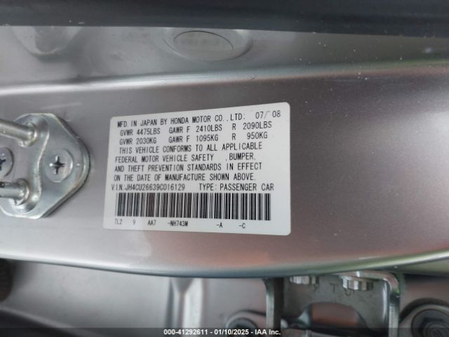 2009 ACURA TSX JH4CU26639C016129 Photo 8