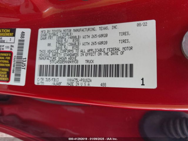 5TFLA5DB5NX049938 Toyota Tundra Sr5