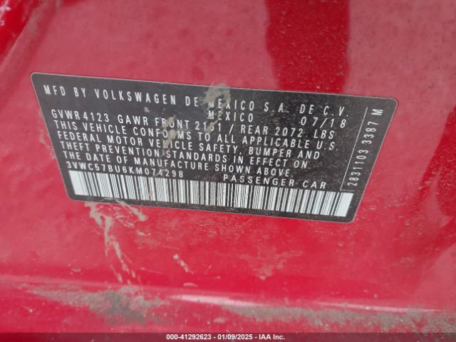 3VWC57BU6KM074298 Volkswagen Jetta 1.4t R-line/1.4t S/1.4t Se