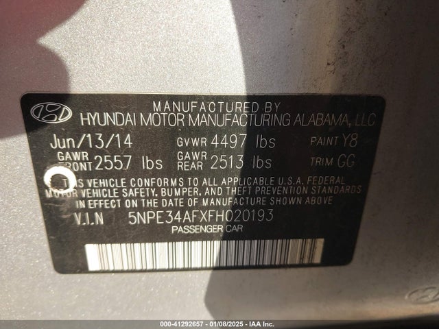 Hyundai Sonata Limited 2015 5NPE34AFXFH020193 Image 9