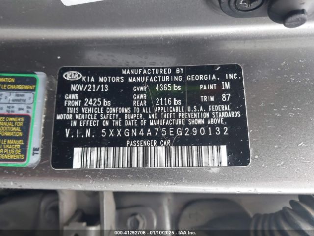 5XXGN4A75EG290132 KIA OPTIMA EX