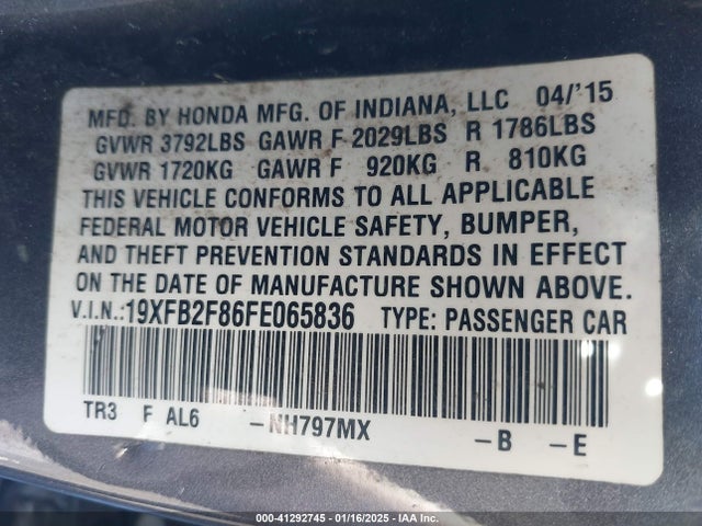 Honda CIVIC EX 2015 19XFB2F86FE065836 Image 9