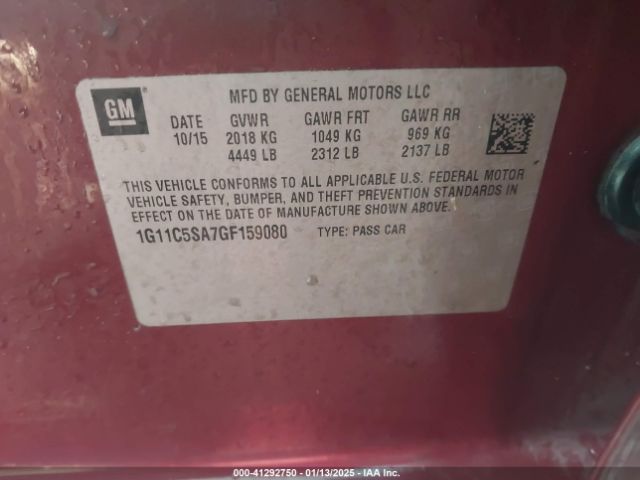 1G11C5SA7GF159080 Chevrolet Malibu Limited Lt