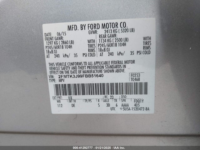 Ford EDGE SEL 2015 2FMTK3J99FBB51640 Image 9