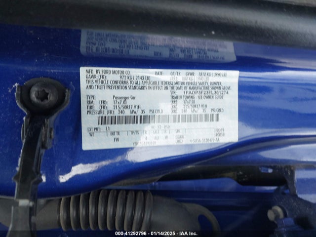 1FADP3F23FL361274 Ford FOCUS SE