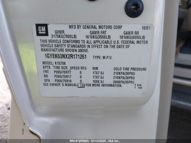 2002 CADILLAC ESCALADE 1GYEK63NX2R171261 Photo 8