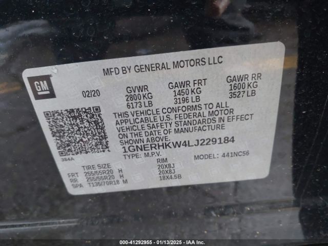 1GNERHKW4LJ229184 Chevrolet Traverse Fwd Lt Leather