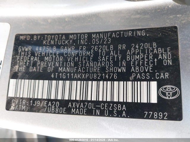 4T1G11AKXPU821476 Toyota CAMRY SE