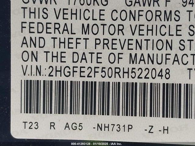 Honda Civic Sport 2024 2HGFE2F50RH522048 Image 9