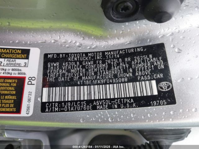 4T1BF1FK9FU495088 Toyota CAMRY XSE