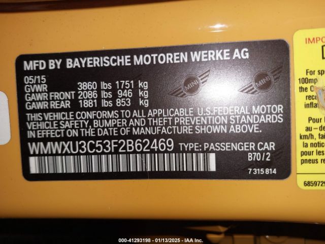 WMWXU3C53F2B62469 Mini Hardtop Cooper S