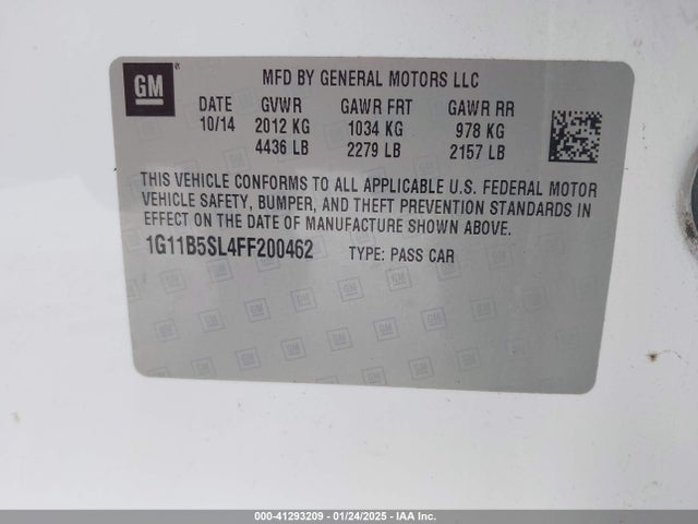 Chevrolet MALIBU LS 2015 1G11B5SL4FF200462 Image 9