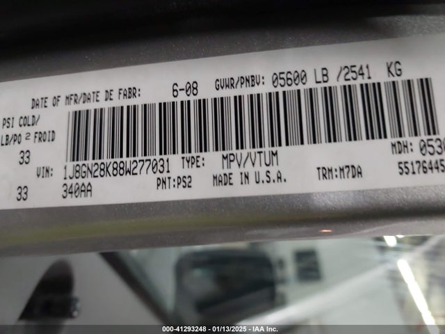 41293248 :رقم المزاد ، 1J8GN28K88W277031 vin ، 2008 Jeep Liberty Sport مزاد بيع