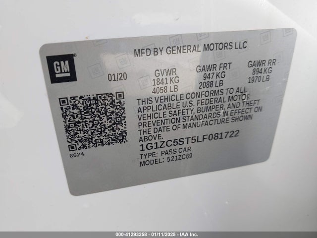 Chevrolet Malibu Fwd 1fl 2020 1G1ZC5ST5LF081722 Image 9