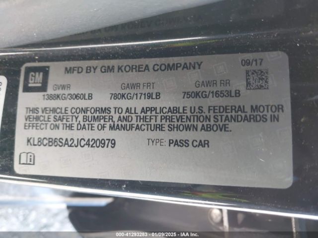 KL8CB6SA2JC420979 Chevrolet Spark Ls Cvt
