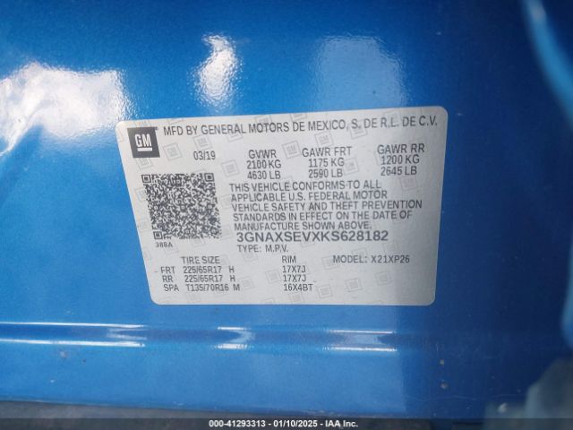 3GNAXSEVXKS628182 Chevrolet EQUINOX LS