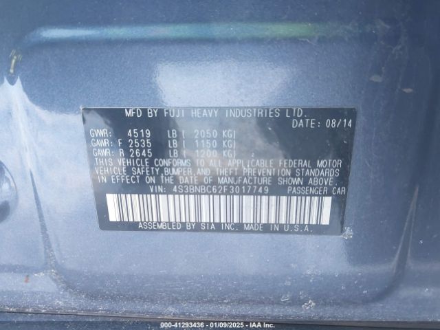 4S3BNBC62F3017749 Subaru Legacy 2.5i Premium